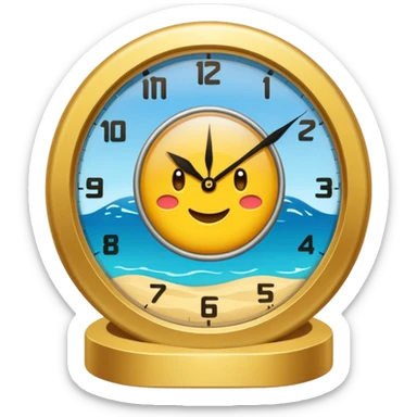 un emoji de un reloj de arena transparente con un circulo en su entorno sticker