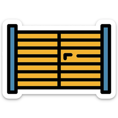 aluminum swing gate, minimalist, horizontal slats sticker