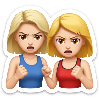 Two girl angry fighting  sticker