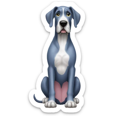 completley blue great dane full body HAPPY sticker