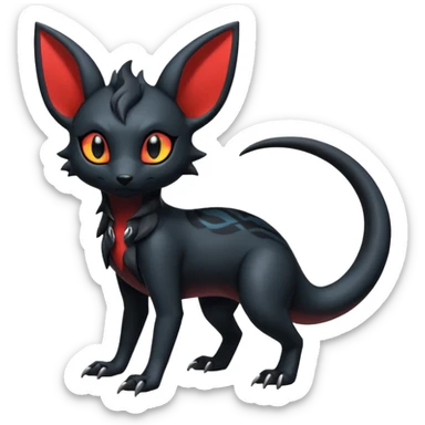 Shiny Dark Edgy Gothic Gloomy Futuristic Salandit-Umbreon-Noibat-Litten-Hybrid (Full body) sticker