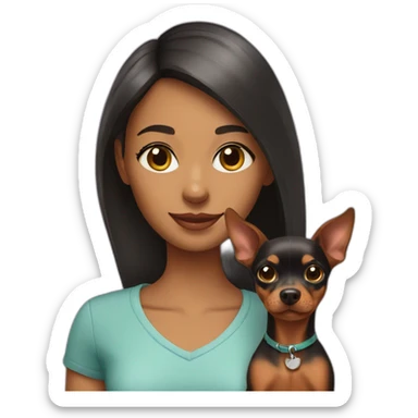  girl with a miniature pinscher dog sticker