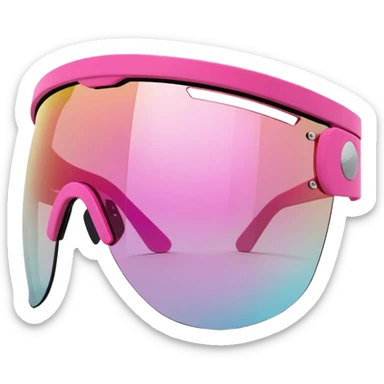 ultra thick sporty pink shield visor sunglasses with maximum robust frame, industrial strength build, extremely bulky design, one-piece lens sticker