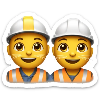 two happy cats dressed as construction workers sticker