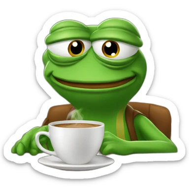 pepe with a coffee sticker