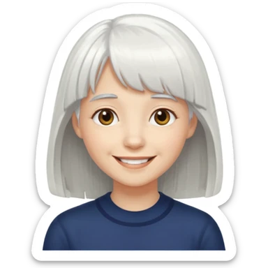 little longer white hair and bangs smile sticker