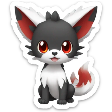 Cute cool black red white animal hybrid Fakemon full body sticker