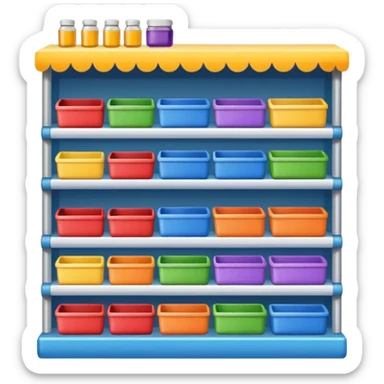 store display shelf with stuff sticker