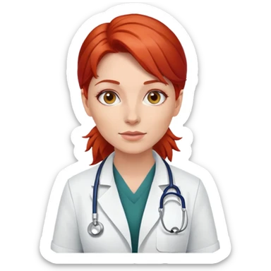 female doctor with red hair sticker