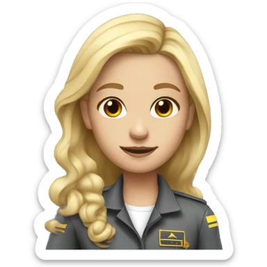 Girl pilot blonde long hair  sticker
