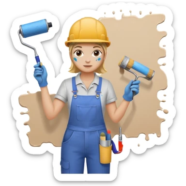 painting a wall with a roller sticker