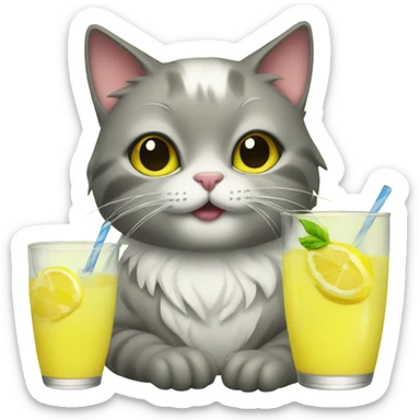 Cat drinking lemonade  sticker