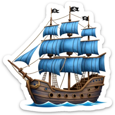 blue pirate ship sticker
