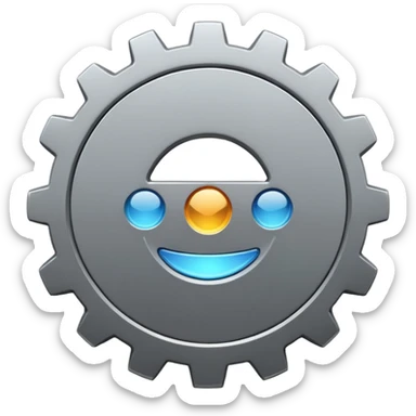 settings gear icon for site navigation. just one gear. no happy face, just grey sticker