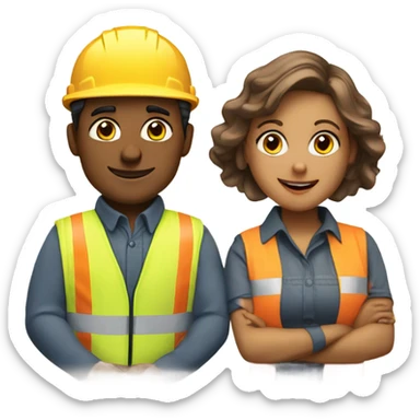 siblings woman and man builders sticker