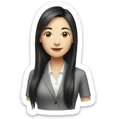 Asian female real estate long hair sticker