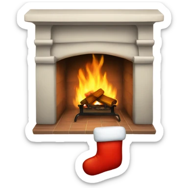 Fireplace with stocking sticker