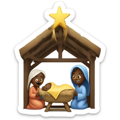 nativity scene christian sticker