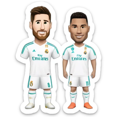 Messi et ronaldo avec le maillot du real madrid sticker