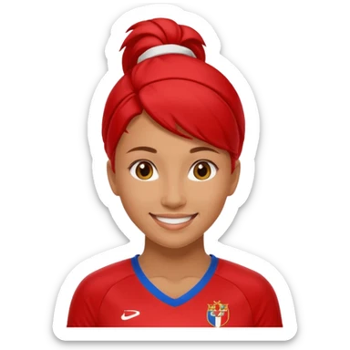 woman soccer player with red jersey sticker