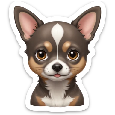 Very Dark graphite Chihuahua with white markings sticker