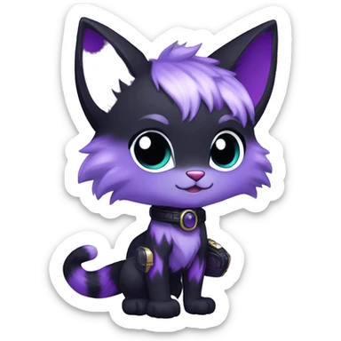 Anthro-Edgy-Cool-Black-Purple-Cat-Contrast-Colors-Fantasy-Fur-Sona-Chibi-Shiny-Fakémon-Hybrid full body sticker