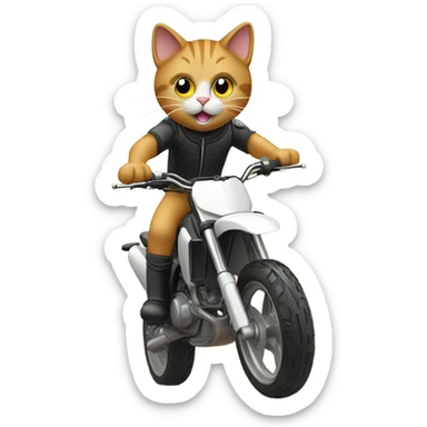 Cat riding Dirtbike wheelie sticker