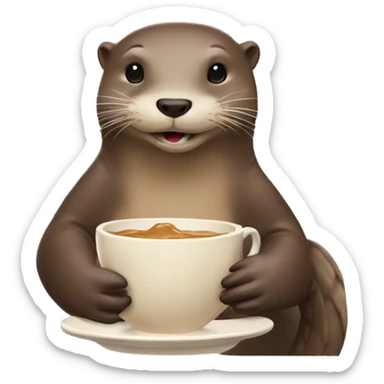 Otter drinking tea and eating peanut butter sandwich sticker
