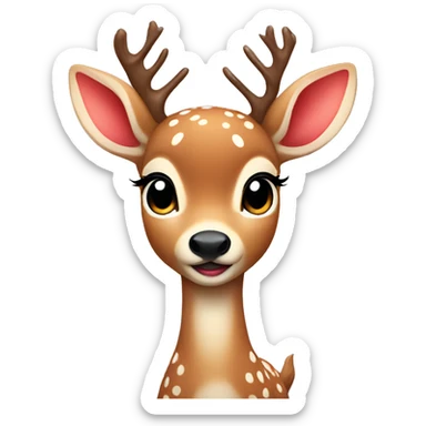 Red asthetic Christmas baby deer sticker