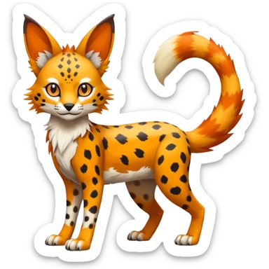 Colorful Bobcat-Sergal-Serval-Genet-Pokémon-Digimon-Fakémon-fusion-hybrid-creature sticker