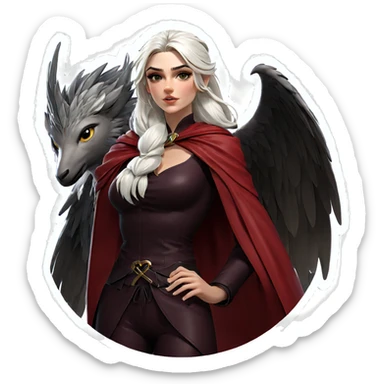 white-haired girl with wings sticker