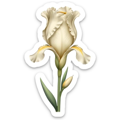 single Cream Iris, straight stem sticker