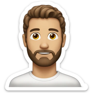 man beardless brown hair white sticker