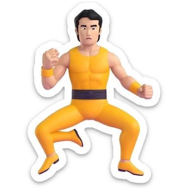 Bruce Lee kung fu master with athletic build, upper body sticker