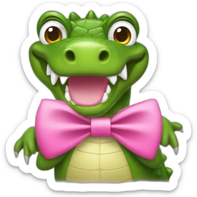 Girlie Crocodile with a pink bow tie sticker