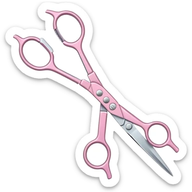 hairdressing scissors pastel pink shiny metal blades sticker