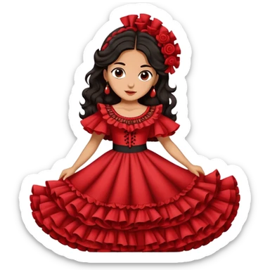 Spanish woman with dark hair wearing traditional flamenco dress sticker