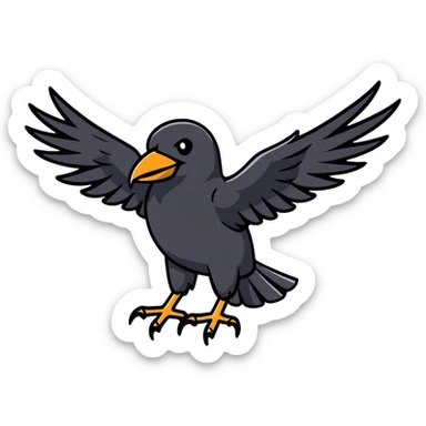 crow with black wings and white breast sticker