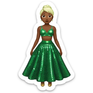 Cynthia Erivo with green sequin bra, green sequin long skirt sticker
