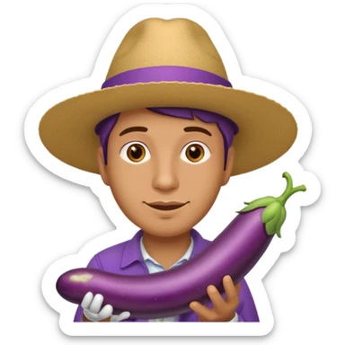 Man and long eggplant sticker