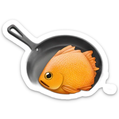 a big fish in a frying pan sticker