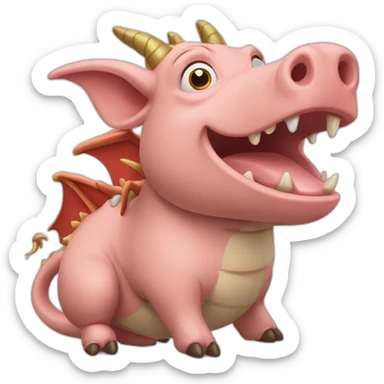 Cochon qui chevauche un dragon sticker