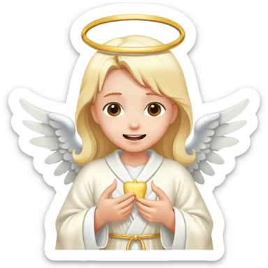 girl with angel robe and a tooth in her hand sticker
