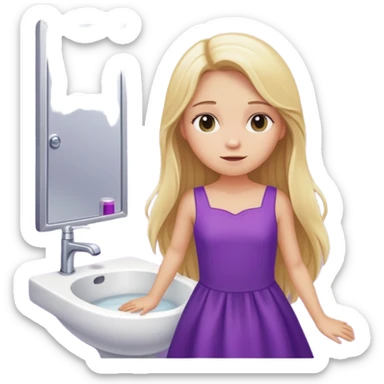 blonde long hair  girl with purple dress, toilet sticker