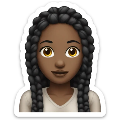 black woman with black braids and lash extensions  sticker