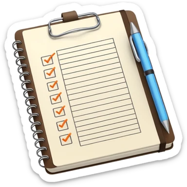 open notebook with a checklist sticker