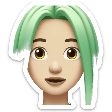 billie eilish with green hair sticker