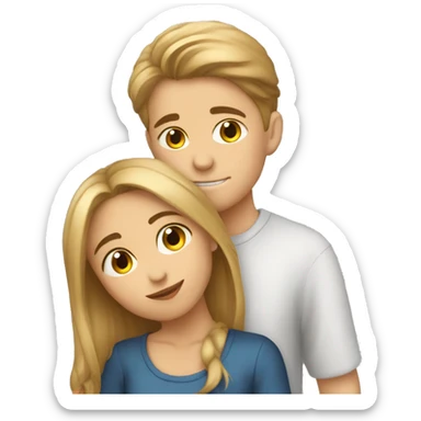 Girl kissing boy on cheek sticker