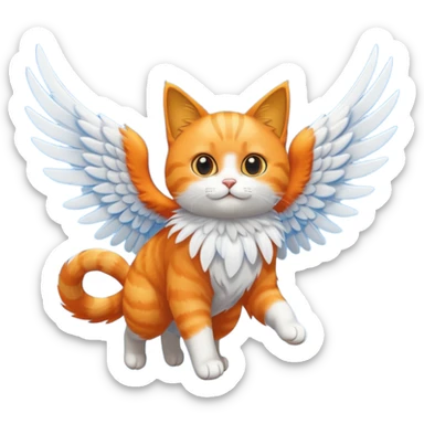 flying cat in the sky sticker
