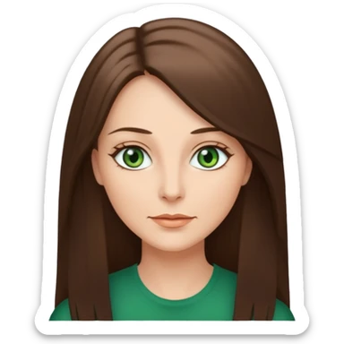 pretty middle age woman with green eyes and long straight ash-brown hair  sticker
